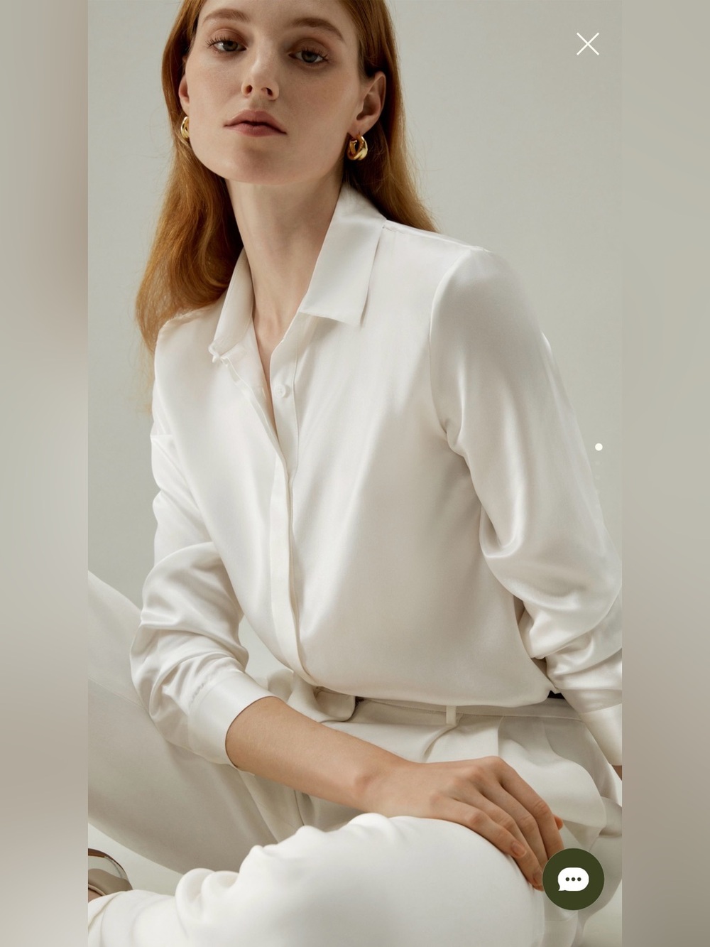NWOT Basic Concealed Placket Silk Shirt | Machine Washable